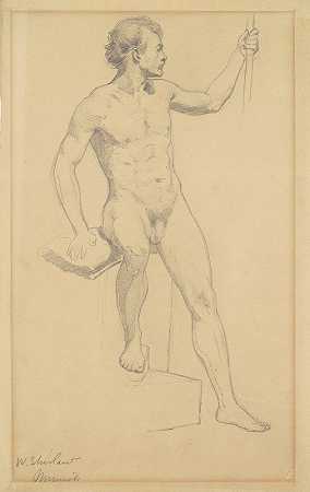 男性裸体`Male Nude (1870~1877) by Walter Shirlaw