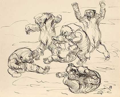 罗琳熊`Raufende Bären (1909) by Franz Barwig the Elder