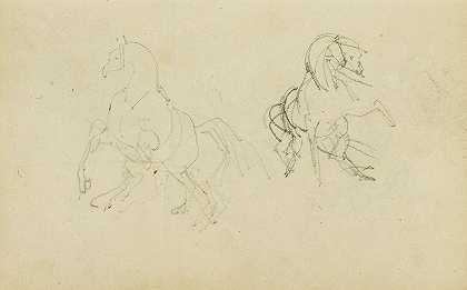 关于养马的两项研究`Two studies of a rearing horse (1812 ~ 1814) by Théodore Géricault