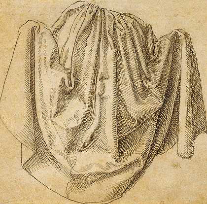 悬挂式窗帘的研究`Study of a Hanging Drapery (1530–1540) by Hans Brosamer