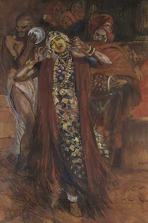 印度舞者或戴黄色面具的舞者`Danseur hindou ou Le Danseur au masque jaune (1911) by Albert Besnard