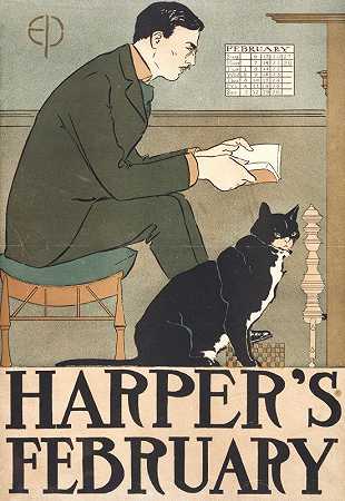 哈珀二月`Harpers February (1898) by Edward Penfield