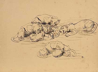 罗琳·桑达尔黑豹`Raufende Sundapanther (1906~1907) by Franz Barwig the Elder