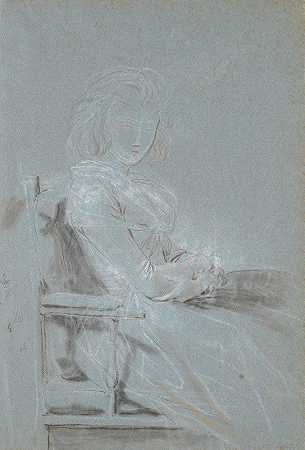 出生于布罗克多夫的乌尔里克·埃琳诺拉·韦德尔·贾尔斯伯格肖像研究`Studie til portrættet af Ulrike Elenora Wedel Jarlsberg, født Brockdorff (1791 – 1792) by Jens Juel
