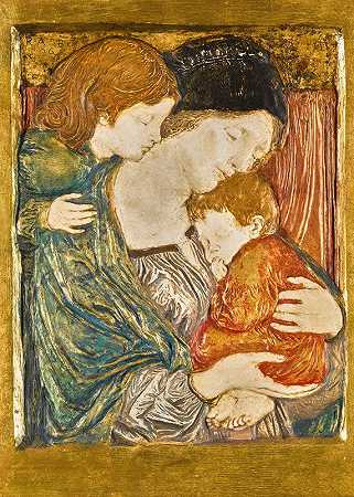 母亲和孩子的安慰`Relief with a mother and children (1906) by Robert Anning Bell