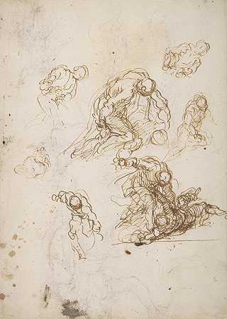 该隐杀害亚伯的研究`Studies for Cain Slaying Abel (1548–1628) by Jacopo Palma il Giovane