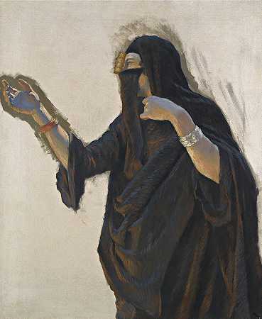 戴面纱的女士`Veiled Lady by Ludwig Deutsch