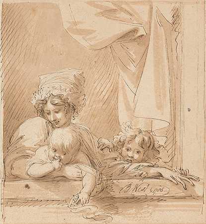 一位母亲和两个孩子`A Mother and Two Children (1786) by Benjamin West