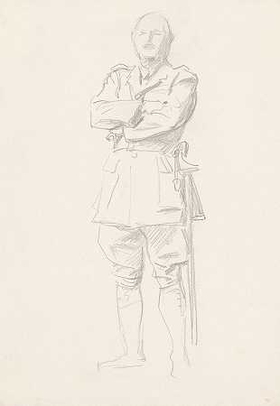 路易·博塔将军研究第一次世界大战和年的将领`Study of General Louis Botha for ;General Officers of World War I (1920~1922) by John Singer Sargent