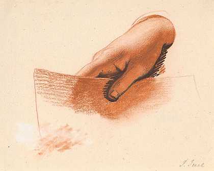 研究一个人的右手，手里拿着一张纸主播家庭形象工作室`Studie af en mands højre hånd, holdende et stykke papir; studie til det Ankerske familiebillede (1790 – 1793) by Jens Juel
