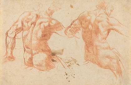 两个裸体`Two Nudes (17th century) by Italian 17th Century