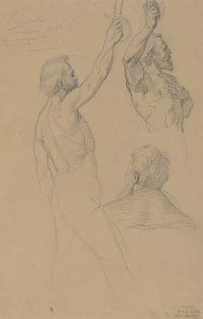 绘画人物研究贾德维加女王她的誓言`Study of figures for the painting ;Queen Jadwigas Oath (1867) by Józef Simmler