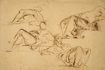正义、战争、农业和工业，巴黎波旁宫研究`Justice, War, Agriculture, and Industry, Studies for the Palais Bourbon, Paris (1833–36) by Eugène Delacroix