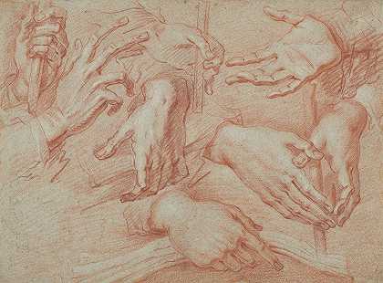 手的研究`Study of Hands (ca. 1628–30) by Daniele Crespi