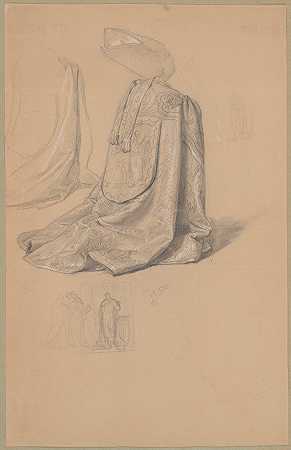 绘画中的皮亚斯九号人物研究圣母玛利亚的完美受孕`Study of the figure of Pius IX for the painting ;The Immaculate Conception of the Blessed Virgin Mary (1864) by Józef Simmler