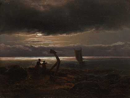 母子`Mother and Child by the Sea (1830) by the Sea by Johan Christian Dahl