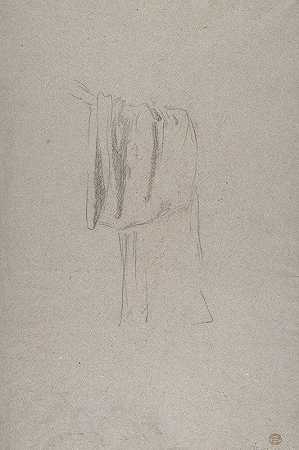 牧师的袖子（巴黎圣克鲁蒂尔德圣雷米教堂壁画研究，1858年）`Sleeve of a Cleric; (studies for wall paintings in the Chapel of Saint Remi, Sainte~Clotilde, Paris, 1858) (19th Century) by Isidore Pils