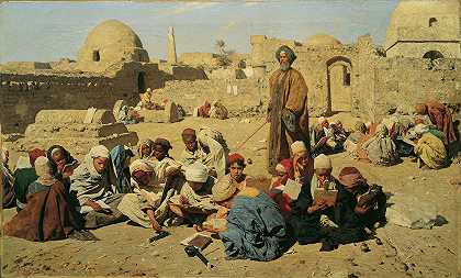 上埃及的学校`Schule in Oberägypten (1881) by Leopold Carl Müller