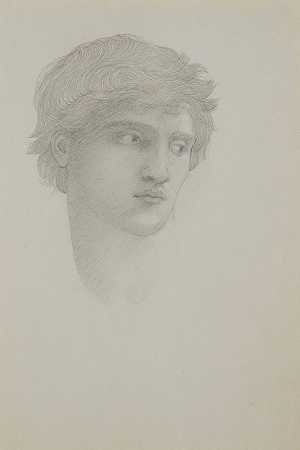 厄运之岩中珀尔修斯之首的研究`Study for head of Perseus in the rock of doom by Sir Edward Coley Burne-Jones