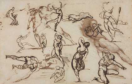 草图表（verso）`Sheet of Sketches (verso) (1819) by Théodore Géricault