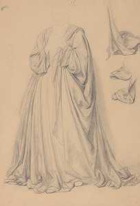 玛丽研究画家的长袍圣母玛利亚的完美受孕`
Study of Marys robes for the painting ;The Immaculate Conception of the Blessed Virgin Mary (1864)  by Józef Simmler
