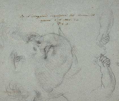 儿童之首，儿童研究前臂`Head of a Child, Study of Childrens Forearms (1634–89) by Ciro Ferri