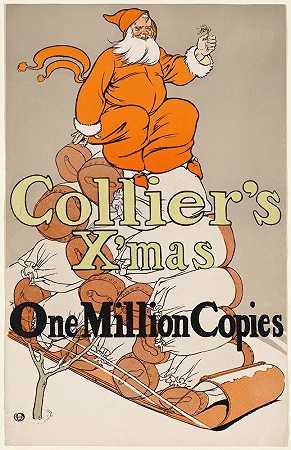 科利尔s X马斯，一百万份`Colliers Xmas, one million copies (1890~1920) by Edward Penfield