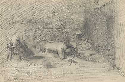 年轻女孩死亡的场景`scena śmierci młodej dziewczyny (1883) by Henryk Siemiradzki