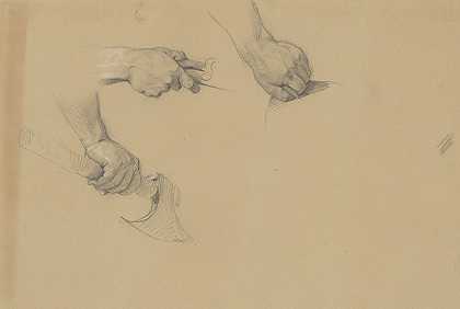对绘画的手的研究圣约萨法特·昆采维奇殉道`Study of hands to the painting ;Martyrdom of St. Josaphat Kuntsevych (1861) by Józef Simmler