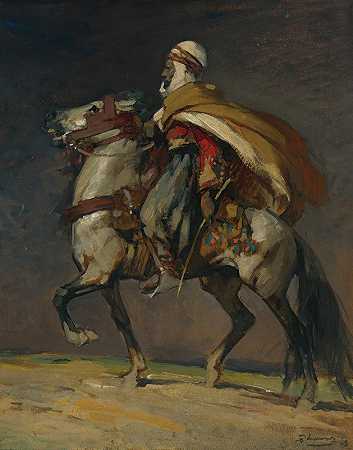 阿尔及利亚骑手`An Algerian horseman by Henri Deluermoz