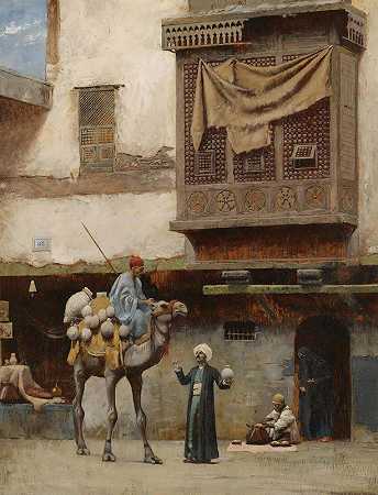 旧开罗的一个陶器销售商`A pottery Seller In Old Cairo by Charles Sprague Pearce