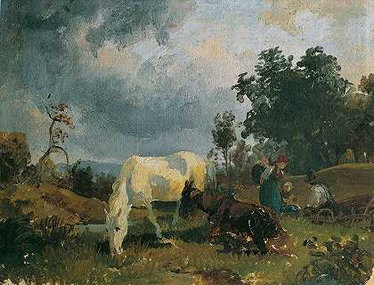 荒原上的霉菌`Ein Schimmel auf der Heide (1830) by Friedrich August Matthias Gauermann
