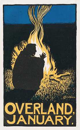 通过陆路的一月`Overland; January (1896) by Maynard Dixon