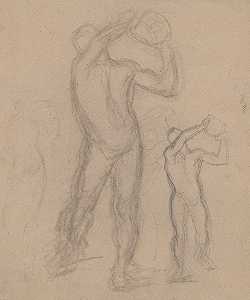 这幅画的男性裸体素描圣马提亚殉道`
Sketches of male nude for the painting ;Martyrdom of St. Matthias (1866~1867)  by Józef Simmler