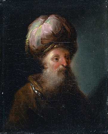 研究负责人（东方人）半侧面转向右侧`Study Head (Oriental Man); Half Profile Turned to the Right by Johann Georg Trautmann