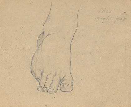 木星判断研究（伊达斯，右脚）`Study for the Judgment of Jupiter (Idas, right foot) (ca. 1815) by Samuel Finley Breese Morse