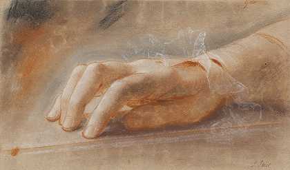 安娜·约阿希玛·丹内斯基奥尔德·劳尔维根伯爵夫人肖像的右手研究`Study of a Right Hand for the Portrait of countess Anna Joachima Danneskiold~Laurvigen (1790 – 1791) by Jens Juel