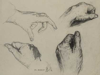 手的研究（直肠）`Study of Hands (recto) (1800s) by Théodule Ribot