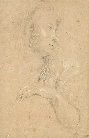 侧面的年轻女子`Young Woman in Profile (c. 1613) by Peter Paul Rubens
