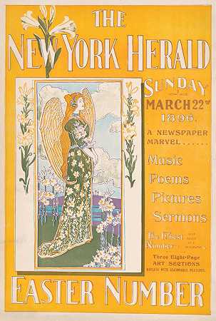 《纽约先驱报》1896年3月22日星期日。报纸奇迹。。。复活节号码`The New York Herald Sunday March 22nd 1896. A newspaper marvel… Easter number (1896) by Louis Rhead
