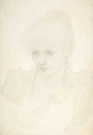 少女画像`Portrait of a Young Girl (1866–80) by Sir Edward Coley Burne-Jones