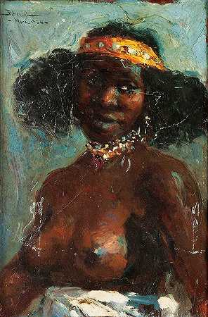 一位年轻女子半身像`Portrait of a Young Woman In Bust (1924) by Carlos Abascal
