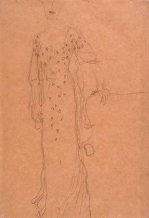 阿黛尔·布洛赫·鲍尔一世肖像研究`Study for Portrait of Adele Bloch~Bauer I (1903) by Gustav Klimt