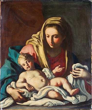 圣母子`Madonna and Child (18th Century) by Neapolitan School