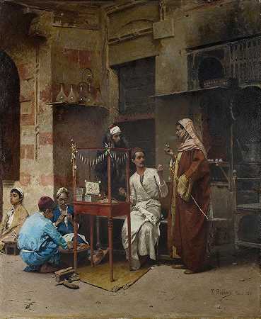 开罗的烟草商`The tobacco seller, Cairo (1891) by Raphael von Ambros