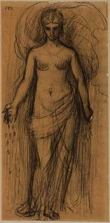 站着的女人`Femme debout (1868) by Pierre Puvis de Chavannes