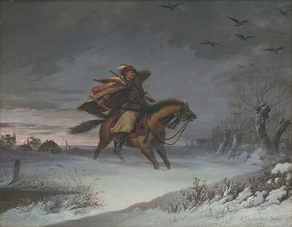 骑马者`Horse rider (1878) by Vojtech Klimkovič