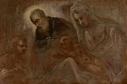 圣洁的家庭和年轻的圣约翰施洗者`The Holy Family with the Young Saint John the Baptist (ca. 1547) by Jacopo Tintoretto