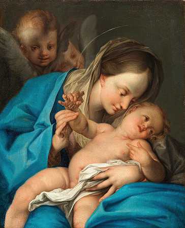 圣母与天使之子`The Madonna and Child with angels by Ignazio Stern