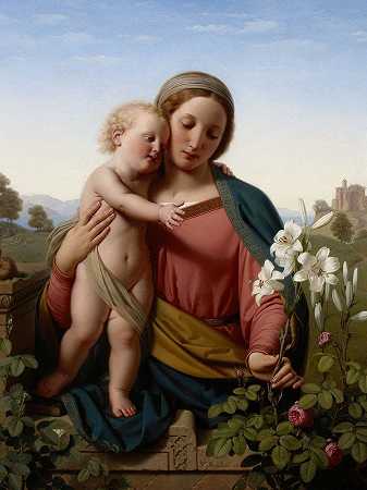 圣母子`Madonna and Child (1855) by Franz Ittenbach